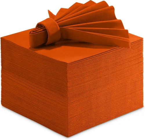 Servilletas de papel con sensación de lino - Servilletas de color tipo paño naranja para almuerzo - Suaves y absorbentes. Para cocina, fiesta, boda,