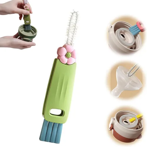 Miniatura 4 de Cepillo de limpieza de ranuras para tapa de taza 3 en 1, cepillo multifuncional para detalles de tapa de botella y vaso, limpiador de pajitas, Azul