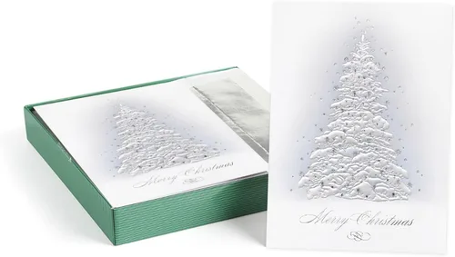 Miniatura 19 de Masterpiece Adorno Navideño Brillante Tarjetas de Navidad / Juego de 16 Tarjetas Navideñas en Caja con Acentos de Papel Aluminio Plateado y Sobres