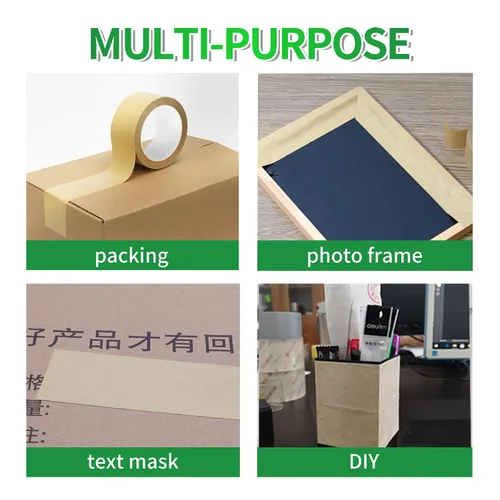 Miniatura 9 de TAPEBEAR Cinta de papel kraft ecológica, cinta de papel kraft biodegradable, cinta de embalaje writable reciclable, superficie sin revestimiento