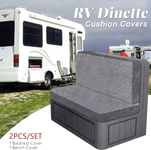 Miniatura 4 de ANARACHON Fundas de cojín elásticas con aspecto de cuero para caravana, fundas de cojín para asiento de cabina de caravana