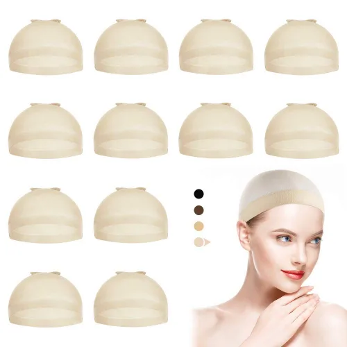 Miniatura 11 de Dreamlover Gorros de Peluca de Media Beige para Mujeres, 12 Piezas