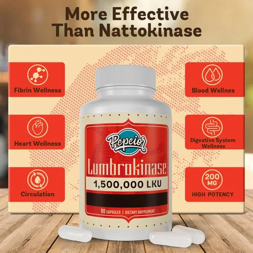 Miniatura 6 de Lumbroquinasa 200mg (actividad máxima 1,500,000 LKU) - Suplemento de enzimas lumbroquinasa, más eficaz que la nattoquinasa - 90 cápsulas (2 botellas)