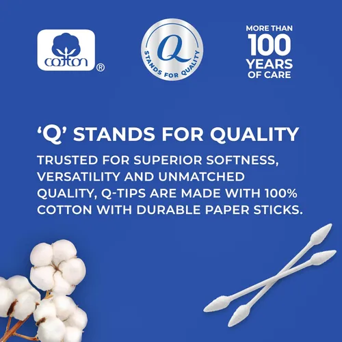 Miniatura 3 de Q-Tips Hisopos de algodón, punta de precisión, 170