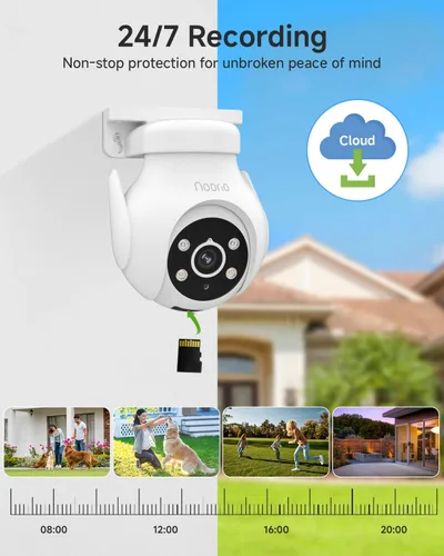 Miniatura 5 de Noorio Cámara de seguridad 2K para exteriores, panorámica/inclinación de 360°, cámara de conversación bidireccional con cable para vigilancia