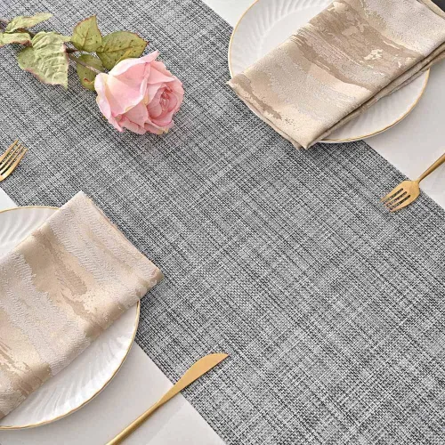 Miniatura 4 de GIVERARE Camino de mesa, 12 x 53 pulgadas, vinilo tejido resistente al calor para mesa larga, camino de mesa de PVC antideslizante lavable, fácil