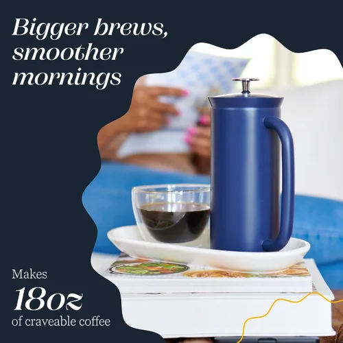 Miniatura 4 de ESPRO Pro P7 French Press Acero inoxidable 304 – Cafetera de prensa francesa patentada de doble pared con aislamiento de microfiltro, sin arena