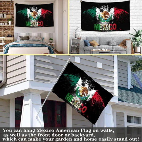 Miniatura 6 de NASIAN Bandera de México, banderas mexicano-americanas para exteriores, 3 x 5, doble cara, México, Estados Unidos, bandera de la amistad, bandera