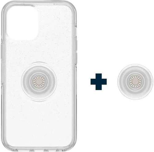 Miniatura 3 de OtterBox Funda transparente para iPhone 12 mini Otter + Pop Symmetry Series - Stardust POP, PopSockets integrado PopGrip, delgada, apta