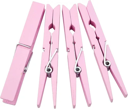 Miniatura 4 de Juvale Pinzas de madera para decoración de aula, paquete de 100, rosa, moderno, clips de lavandería, clips de fotos y pinzas para la ropa