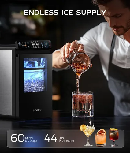 Miniatura 2 de ecozy - Máquina de hielo para pepitas, Máquina de hielo inteligente para encimera con control por APP, 20 kilos por día de hielo blando masticable