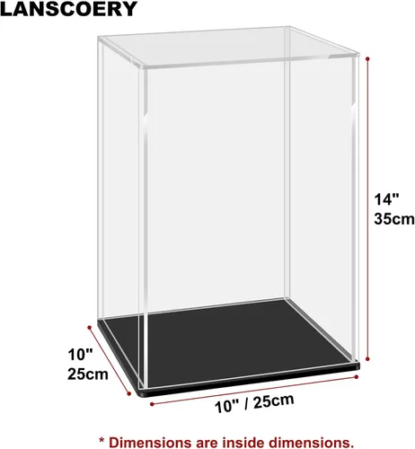 Miniatura 6 de LANSCOERY Vitrina de Acrílico, Caja de Exhibición Ensamblable para Coleccionables, con Diseño a Prueba de Polvo y Sin Costuras, Base Negra de Negro