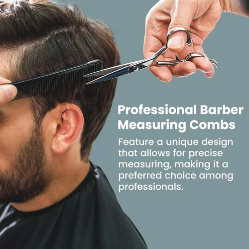 Miniatura 4 de Peines de barbero de fibra de carbono de alta calidad, paquete de 4, peine de barbero resistente al calor, 7.3 pulgadas, ideal para uso doméstico