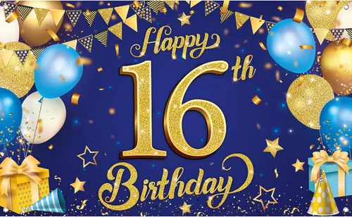 Miniatura 5 de Cartel de pared negro con el número 16 de feliz cumpleaños