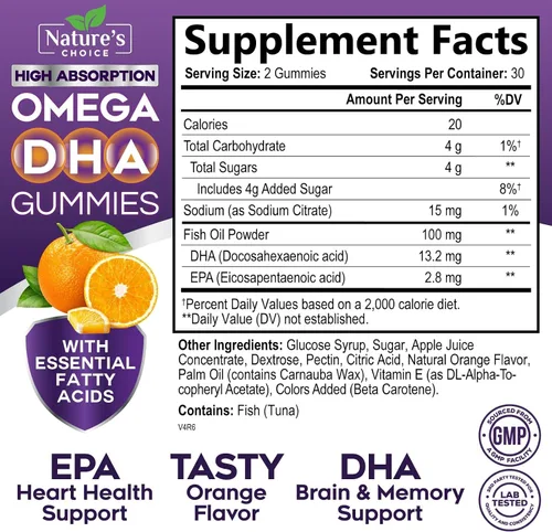 Miniatura 2 de Gomitas de aceite de pescado Omega 3 – Gomitas Omega3 de triple fuerza – Ácidos grasos DHA y EPA para la salud del corazón, apoyo articular