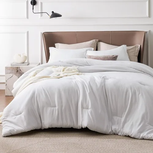 Miniatura 25 de Bedsure - Juego de edredón queen - Juego de ropa de cama refrescante y cálida, ropa de cama reversible gris claro para todas las estaciones, 3 03