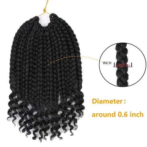 Miniatura 7 de Paquete de 6 trenzas de ganchillo con extremos rizados, trenzas de ganchillo de 10 pulgadas, trenzas bohemias de ganchillo para mujeres negras