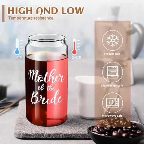 Miniatura 5 de Zubebe 3 Pcs Bride Gifts for Bachelorette Party Bridal Shower Wedding Gift Set Include Glass Cup Canvas Tote Bag Makeup Bag