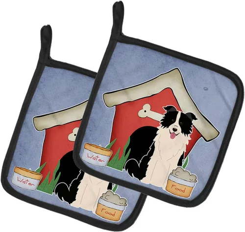 Caroline's Treasures BB2872PTHD Dog House Collection Border Collie - Juego de soportes para ollas de cocina, resistentes al calor, almohadillas