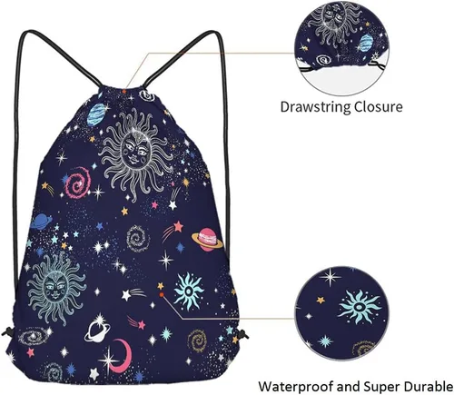 Miniatura 5 de Beabes Bohemia Retro Rayas Cordón Bolsas Mochila Gimnasio Bolsa con Cordón, Multi-a111, Mochilas de viaje