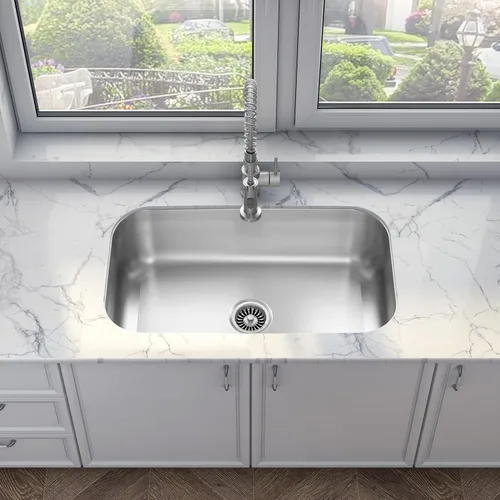 Miniatura 15 de Sinber HU3018S - Fregadero de cocina de un solo tazón con montaje bajo encimera, 30" x 18" x 10", acabado satinado de acero inoxidable calibre 18 304