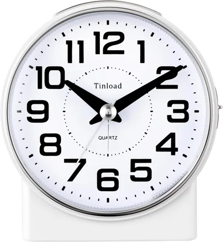 Miniatura 11 de Tinload Reloj despertador analógico de 4.3" sin tictac, silencioso y legible para personas mayores, fácil de configurar, alarma de aumento gradual