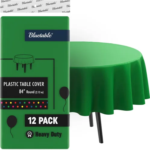 Miniatura 9 de Bluetable Mantel de plástico desechable rectangular negro (paquete de 12) a granel, mantel ultra resistente (54 x 108 pulgadas), mesas de 6 pies u 8