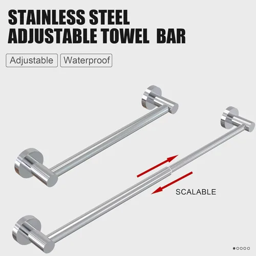Miniatura 2 de Honmein Toallero – Toallero ajustable de acero inoxidable 304 para baño (11.8 a 22.6 pulgadas), resistente y resistente al óxido, para accesorios