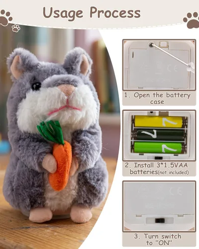 Miniatura 7 de Hámster parlante de peluche que repite lo que dices de Halobang, regalo para niños