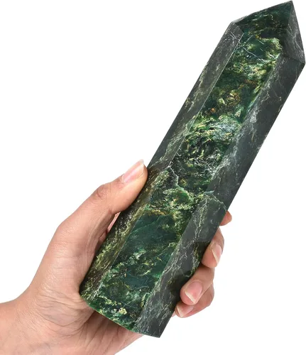 Miniatura 14 de AMOYSTONE Obelisco de Piedra de Sangre Africana Varita de Cristal Curativo Grande Torre Columna Facetada de 6 Lados Reiki Chakra Meditación Terapia