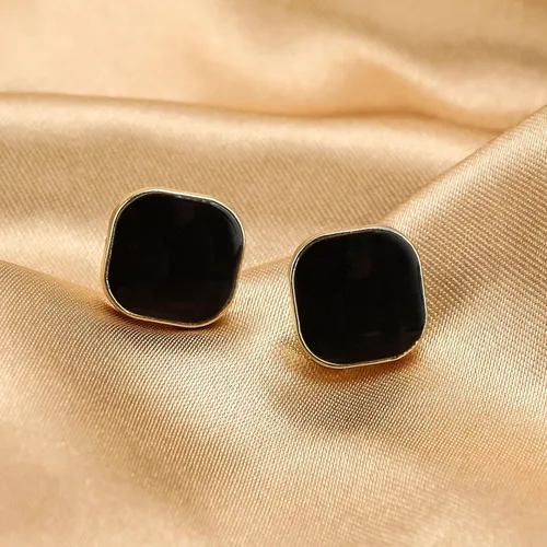 Miniatura 2 de Caiyao Aretes de botón cuadrados esmaltados ligeros y coloridos para mujer, pequeños aretes cuadrados para adolescentes, niñas, novia, fiesta