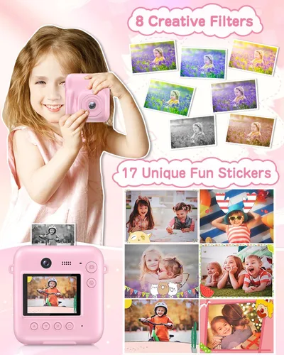 Miniatura 5 de Cámara para Niños con Impresión Instantánea, Cámara Digital Selfie de 48MP para Niños Regalos de Navidad y Cumpleaños, Cámaras de Impresión
