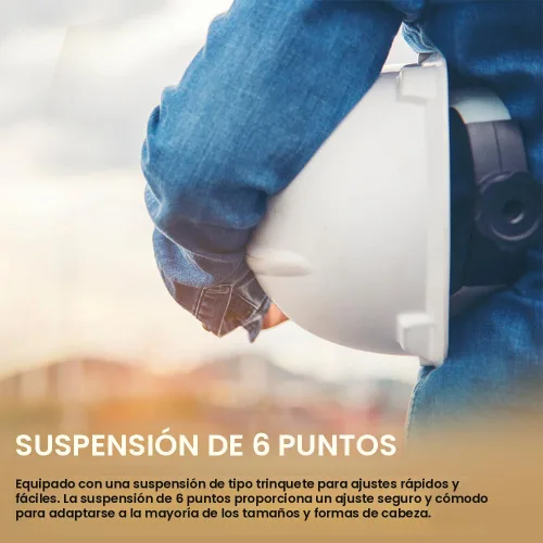 Miniatura 6 de AFP Casco duro de fibra de ala completa Suspensión de trinquete de 6 puntos Clasificación OSHA y ANSI Cascos duros para hombres Cascos
