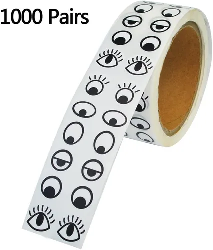 Miniatura 2 de baotongle 1000 pares de calcomanías para ojos, etiquetas autoadhesivas grandes con ojos saltones de dibujos animados negros y blancos para ojos