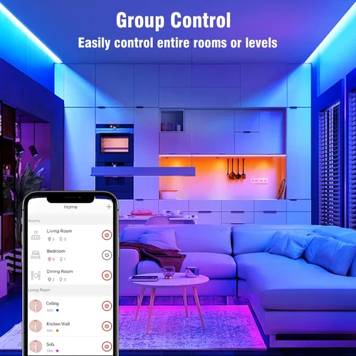 Miniatura 5 de Sengled Tira de luz LED multicolor inteligente Wi-Fi, 32.8 pies, no requiere concentrador, funciona con Alexa y Google Assistant, RGBW, alto brillo