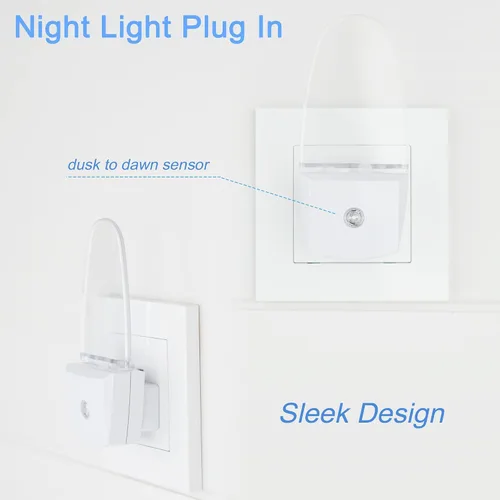 Miniatura 2 de Paquete de 4 lámparas de luz nocturna con sensor de atardecer a amanecer, enchufable, luz nocturna LED azul