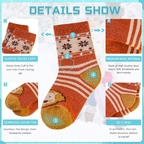 Miniatura 4 de Eocom - Medias de invierno cálidos de lana para niños y niñas, 6 pares