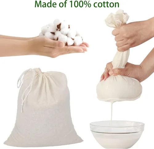 Miniatura 8 de 20 bolsas reutilizables de muselina de algodón con cordón, bolsas de algodón natural sin blanquear, para café, té, preparar nueces, leche