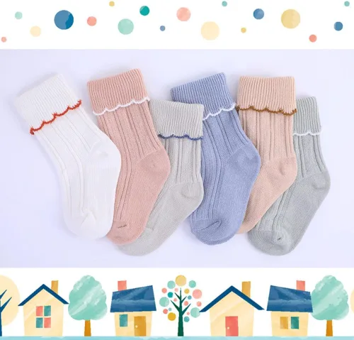 Miniatura 2 de WATOCHE Calcetines para bebés y niñas pequeñas con volantes, calcetines de vestir con volantes, calcetines antideslizantes para bebés, calcetines