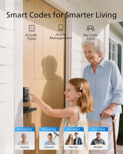 Miniatura 5 de Cerradura de puerta con teclado WiFi Philips con asa, WiFi incorporado, control remoto por APP, desbloqueo por voz y huellas dactilares, cerraduras
