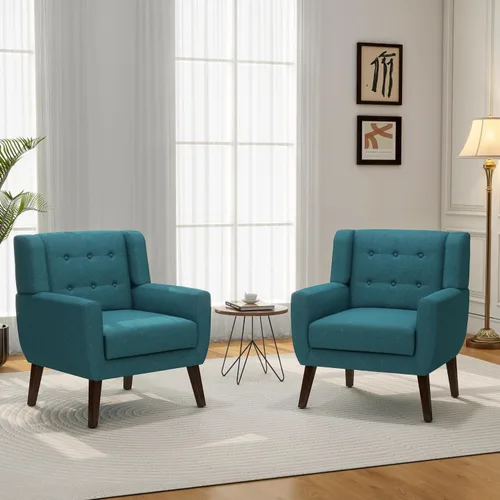 Miniatura 47 de Silla decorativa, sillas de tela moderna de mediados de siglo con brazos para sala de estar, cómodo sillón tapizado para dormitorio, sala de espera