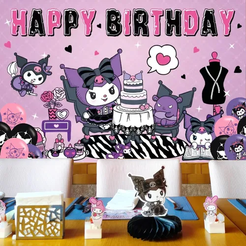 Miniatura 6 de Fondo de fiesta de cumpleaños de anime, decoración de fiesta de cumpleaños, pancarta temática de feliz cumpleaños, fondos de fotos para niños