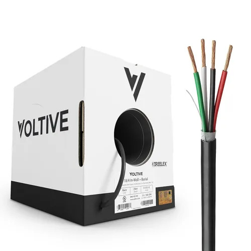 Miniatura 24 de Voltive Cable de altavoz 10/2, CL3 en pared y entierro directo, negro, 100 pies - 10 AWG, 2 conductores, cobre trenzado sin oxígeno, listado UL