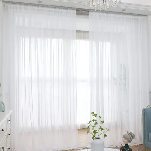 Miniatura 31 de L&TEC Cortinas traslúcidas para la ventana de color beige, 2 paneles de 48x45 pulgadas, con bolsillo básico para la barra de la cortina