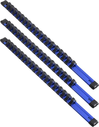 Miniatura 20 de ALOANES Organizador de riel de enchufe de aleación de aluminio de 1/4 de pulgada, bastidores de enchufe resistentes, kit de soporte para caja de Azul