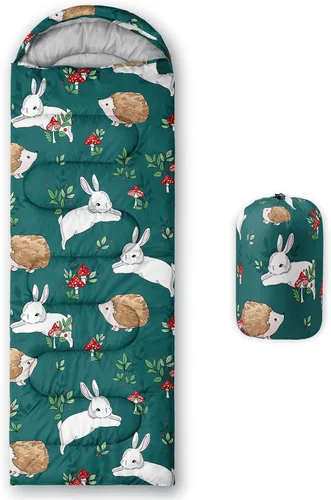 Miniatura 24 de BSNTHO Saco de dormir para camping, 3 estaciones, clima cálido y fresco, ligero, saco de dormir impermeable para adultos y niños, viajes y al aire