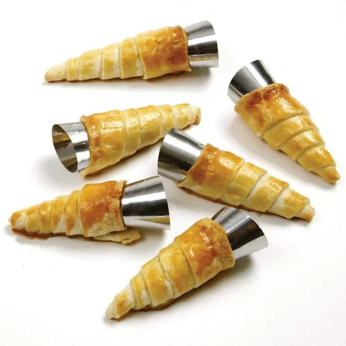 Miniatura 8 de FantasyDay Moldes antiadherentes para cuerno de color crema, de acero inoxidable, 5 pulgadas, kit de tubos de cannoli de gran tamaño, paquete de 16