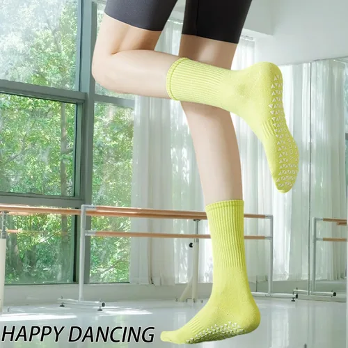 Miniatura 15 de Calcetines de agarre para mujer, calcetines de yoga para pilates, antideslizantes, barre danza, hospital, correr, lindo, de algodón, 3/4 pares