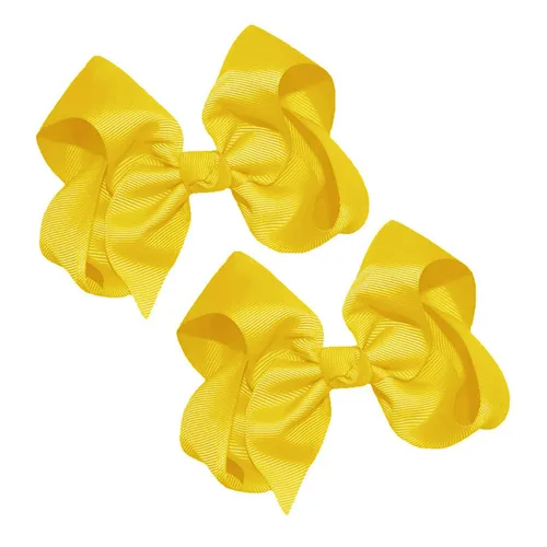 Miniatura 32 de WEBB DIRECT2U Juego de dos lazos para el pelo de grogrén sólido de 4 pulgadas, pinzas de cocodrilo, color verde manzana