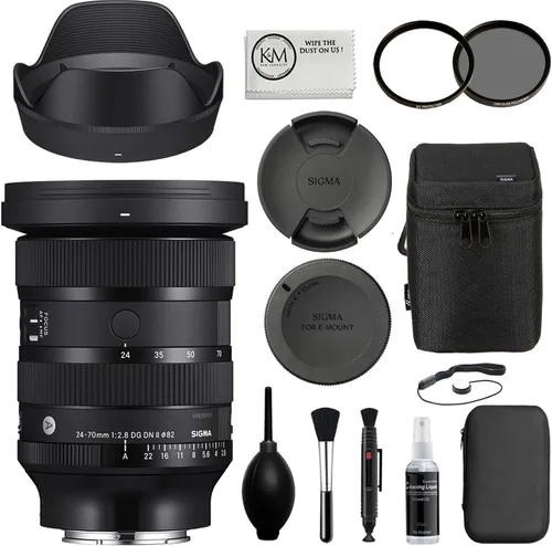 Sigma 24-70mm f/2.8 DG DN II Art Lente compatible con Sony E, incluido Juego de Filtros + Kit de inicio para fotografía (11 piezas) + Paño de